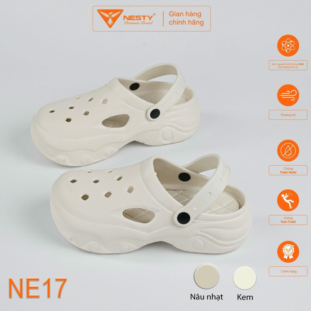Giày Clog Nữ Đế Cao 5cm NESTY NE17