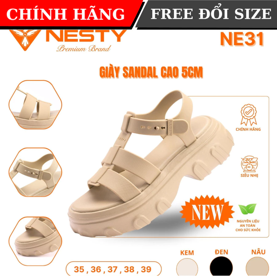 DÉP SANDAL ĐẾ CAO QUAI NGANG NESTY NE31